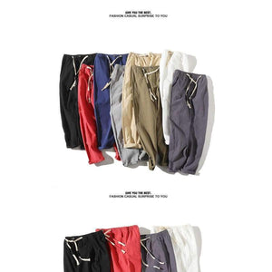 Planet Gates Азиатски размер Черен / M Sinicism Store Панталон до глезена, памучен лен, ежедневни мъжки джогинг панталони 2018 Мъжки готини летни тънки панталони