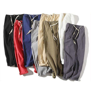 Planet Gates Азиатски размер Черен / M Sinicism Store Панталон до глезена, памучен лен, ежедневни мъжки джогинг панталони 2018 Мъжки готини летни тънки панталони