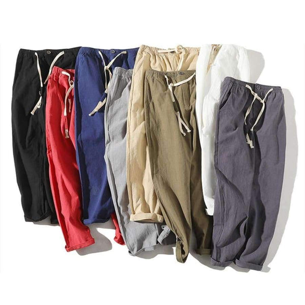 Planet Gates Азиатски размер Черен / M Sinicism Store Панталон до глезена, памучен лен, ежедневни мъжки джогинг панталони 2018 Мъжки готини летни тънки панталони