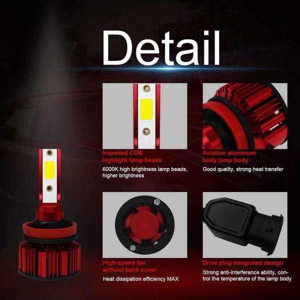 Planet Gates Aslent COB 80W 8000LM H11 LED Headlight Kits 6000K Car Bulbs Auto Led Headlamp Fog Light Bulb 12v for HONDA KIA AUDI TOYOTA FORD