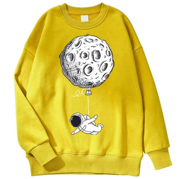 Planet Gates Astronaut Man Hoodie Cartoon Printing Men Sweatshirts Fleeve O-Neck Male Hoodies Punk Trend Sweatshirt For Mens