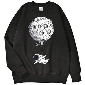 Planet Gates Astronaut Man Hoodie Cartoon Printing Men Sweatshirts Fleeve O-Neck Male Hoodies Punk Trend Sweatshirt For Mens