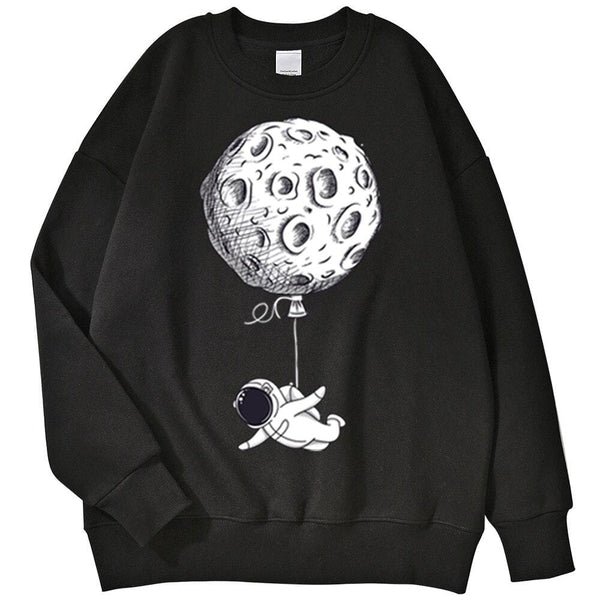 Planet Gates Astronaut Man Hoodie Cartoon Printing Men Sweatshirts Fleeve O-Neck Male Hoodies Punk Trend Sweatshirt For Mens