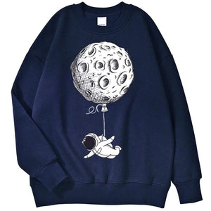 Planet Gates Astronaut Man Hoodie Cartoon Printing Men Sweatshirts Fleeve O-Neck Male Hoodies Punk Trend Sweatshirt For Mens