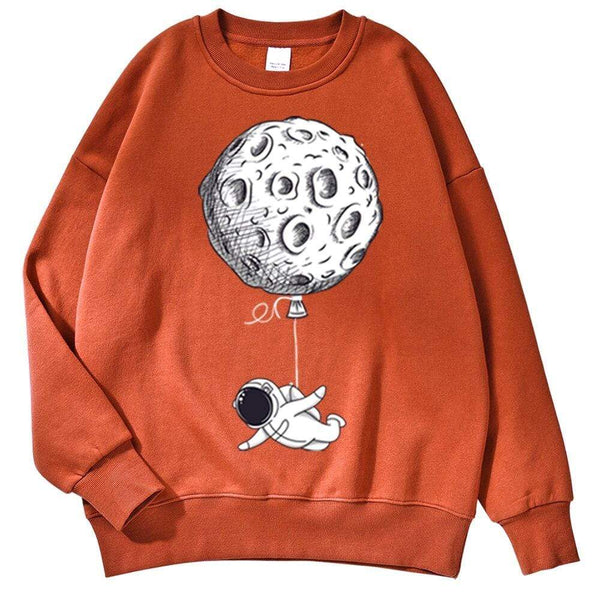 Planet Gates Astronaut Man Hoodie Cartoon Printing Men Sweatshirts Fleeve O-Neck Male Hoodies Punk Trend Sweatshirt For Mens