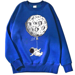 Planet Gates Astronaut Man Hoodie Cartoon Printing Men Sweatshirts Fleeve O-Neck Male Hoodies Punk Trend Sweatshirt For Mens