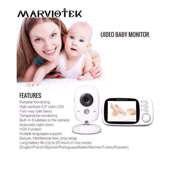 Planet Gates AU Plug Home Security 3.2 inch Baby Monitor High Resolution Baby Nanny Security Camera Wireless Night Vision Temperature Monitoring