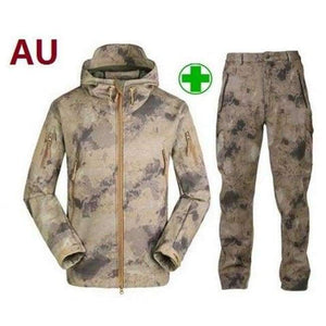 Planet Gates AU / S Military Softshell Jacket Pants Windbreaker Waterproof Hoodie Clothes Hunting Camo Suit Coat