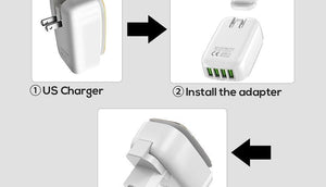 Planet Gates AU TOPK L-Power 4-Port EU/US/UK/AU Plug 22W USB Charger LED Lamp Auto-ID Travel Wall Adapter Universal Mobile Phone Charger
