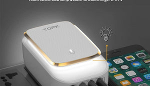 Planet Gates AU TOPK L-Power 4-Port EU/US/UK/AU Plug 22W USB Charger LED Lamp Auto-ID Travel Wall Adapter Universal Mobile Phone Charger