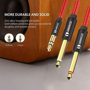 Planet Gates Audio Cable 3.5mm to Double 6.35mm Aux Cable 2 mono 6.5 Jack to 3.5 Male  for Phone to Mixer Amplifier 6.35 Adapter