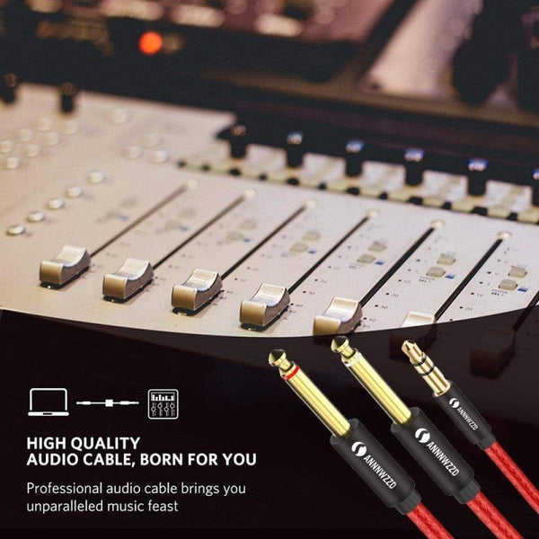 Planet Gates Audio Cable 3.5mm to Double 6.35mm Aux Cable 2 mono 6.5 Jack to 3.5 Male  for Phone to Mixer Amplifier 6.35 Adapter