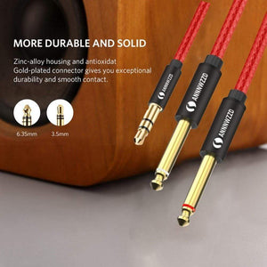 Planet Gates Audio Cable 3.5mm to Double 6.35mm Aux Cable 2 mono 6.5 Jack to 3.5 Male  for Phone to Mixer Amplifier 6.35 Adapter