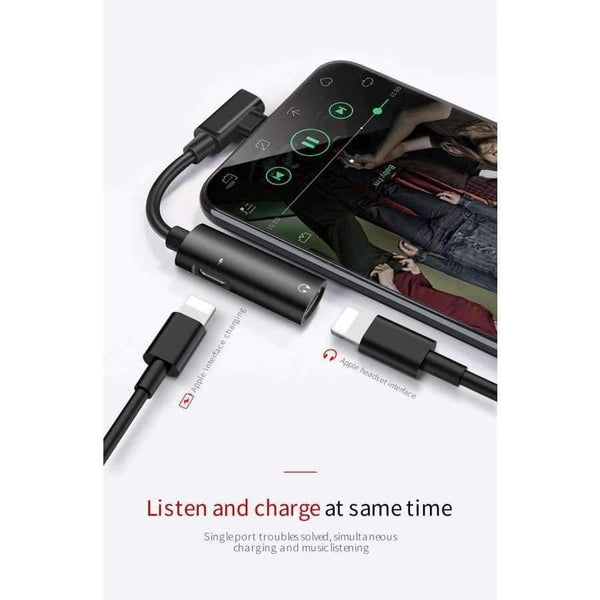 Planet Gates Audio Cable for Apple plug 2in1 Fast Charging 3.5mm Audio Converter Adapter for iPhone X XS Max XR 8 Headphone Support MIC