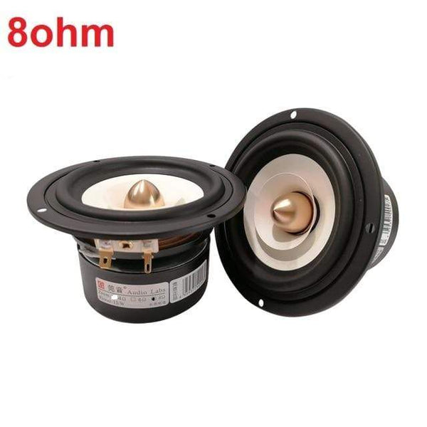 Planet Gates Audio Labs 8ohm 2 Pieces Audio Labs/Soundhits 4'' Full-Range Speaker Driver White/Black Mixed Paper Cone Cloth Suspension Shielded 4/8ohm 15W