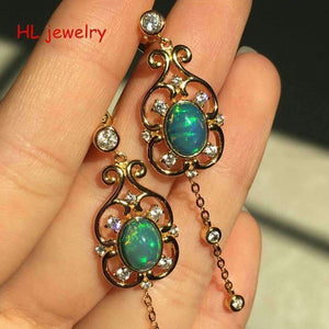 Planet Gates Australia Natural Fire Opal 6x8mm Oval 925 Sterling Silver Drop Earrings