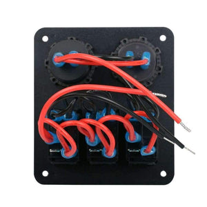 Planet Gates Auto Boat Marine Switch Panel 3 Gang Light On/Off Digital LED Voltmeter Combination Dual USB Car Charger Port Rocker Socket