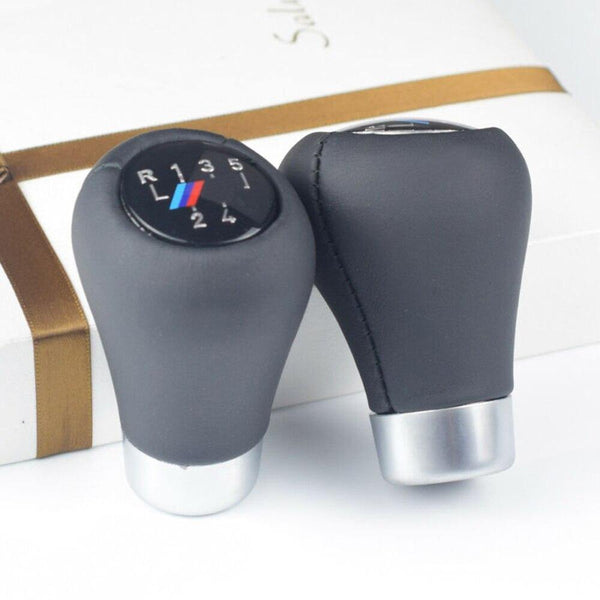 Auto Gear Shift Knob Leather Decals Cover For BMW M E87 E90 E36 E46 E91 E92 F30 5 Speed Black Interior replace Parts Trim