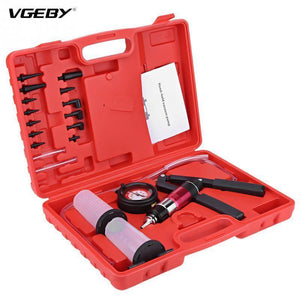 Planet Gates Auto Hand Held Vacuum Pump Pressure Tester Kit Brake Fluid Bleeder Test Tool Set with Adapters Car Accessories