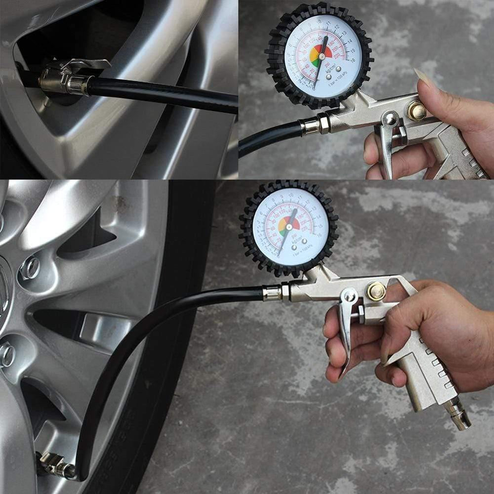 Planet Gates Auto Truck Type Tire Air Inflator Pressure Meter Dial Gauge Compressor Tool 15 BAR Tire Repair Tools car accessaries