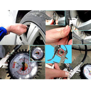 Planet Gates Auto Truck Type Tire Air Inflator Pressure Meter Dial Gauge Compressor Tool 15 BAR Tire Repair Tools car accessaries