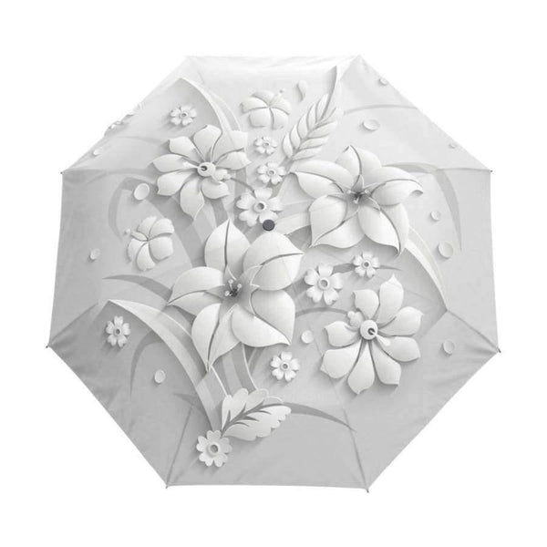 Planet Gates Automatic 3D Floral Guarda Chuva White Chinese Sun Umbrella 3 Folding Umbrella Rain Women Anti UV Outdoor Travel Sombrinha