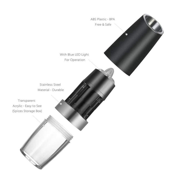 Automatic Milling Electric Gravity Pepper Grinder LED Salt Mill Kitchen Seasoning Grinding Tool GQ999