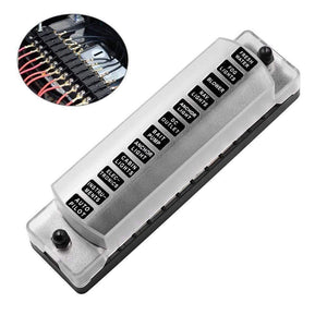 Automotive Blade Block Holder Fuse Box Holder 12 Way DC32V Holder for Car Truck Vehicle Marine Boat