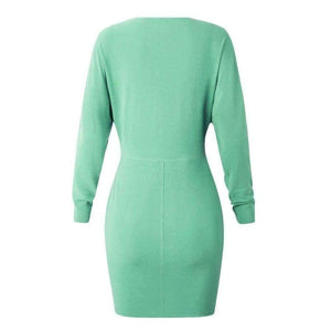 Planet Gates Autumn Batwing Long Sleeve Elegant Mini Bodycon Dress Women Winter O Neck Solid Casual Dress Lady Party Dresses Vestido