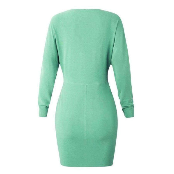 Planet Gates Autumn Batwing Long Sleeve Elegant Mini Bodycon Dress Women Winter O Neck Solid Casual Dress Lady Party Dresses Vestido