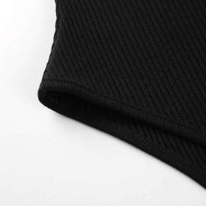 Planet Gates Autumn Black Long Sleeve Bodysuit Winter 2018 Elegant Turtleneck Body Femme Sexy Strapless Hollow Out Bodycon Bodysuits