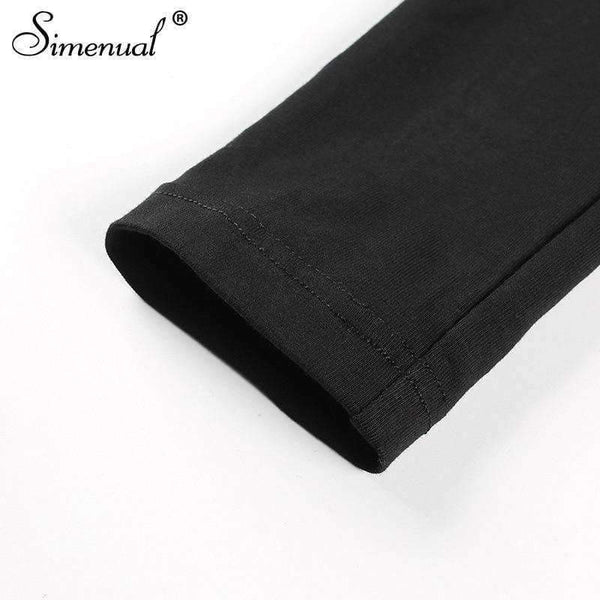 Planet Gates Autumn crop top long sleeve female t-shirt cotton slim sexy black fashion women's t-shirts 2018 soild basic tops tees