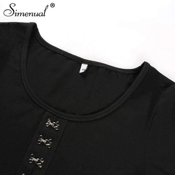 Planet Gates Autumn crop top long sleeve female t-shirt cotton slim sexy black fashion women's t-shirts 2018 soild basic tops tees