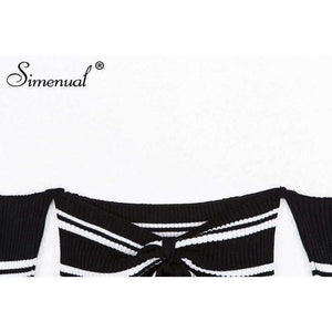 Planet Gates Autumn crop top long sleeve t-shirt female sexy hot body off the shoulder tops for women front bow tie tee shirt