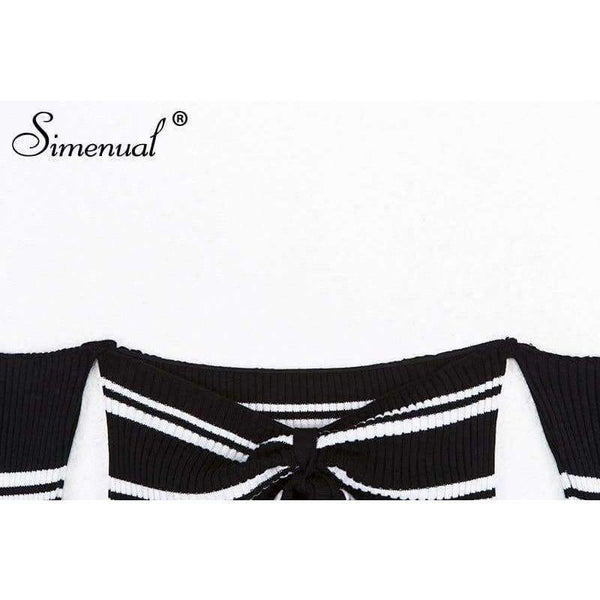 Planet Gates Autumn crop top long sleeve t-shirt female sexy hot body off the shoulder tops for women front bow tie tee shirt