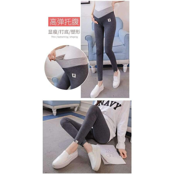 Planet Gates Autumn Fashion Skinny Maternity Legging Low Waist Across V Belly Knitted Pants Clothes for Pregnant Women Pregnancy