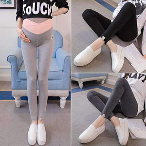 Planet Gates Autumn Fashion Skinny Maternity Legging Low Waist Across V Belly Knitted Pants Clothes for Pregnant Women Pregnancy