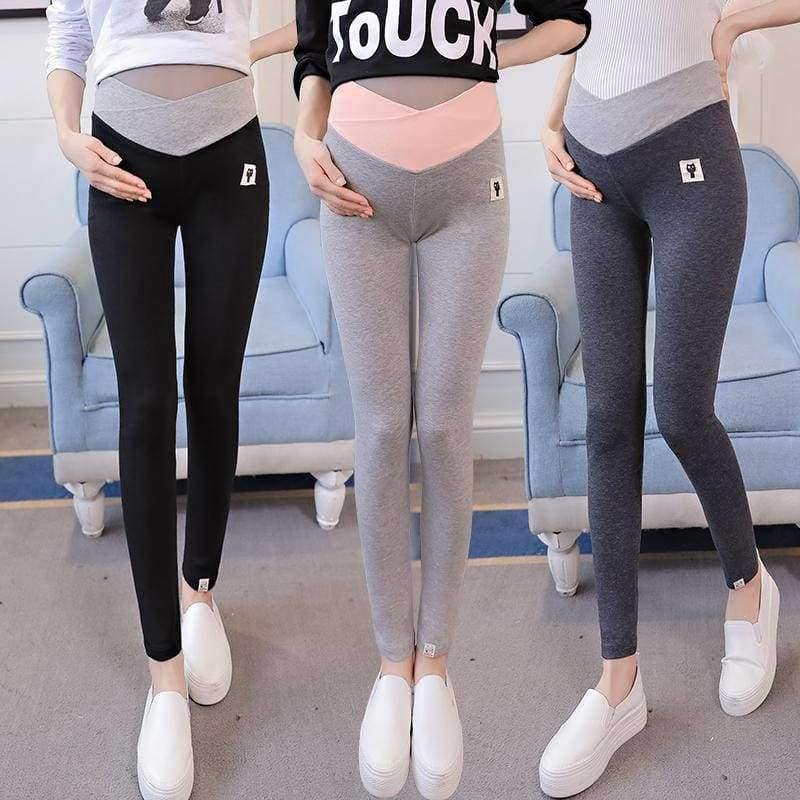 Planet Gates Autumn Fashion Skinny Maternity Legging Low Waist Across V Belly Knitted Pants Clothes for Pregnant Women Pregnancy