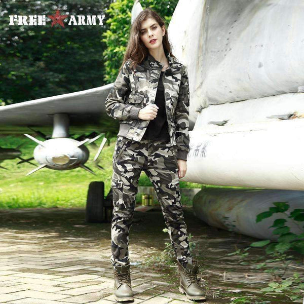 Planet Gates Autumn Fashion Women's Bomber Jacket Winter Army Green Pocket Military Camo Jackets 3 Colors Female Jackets Plus Size