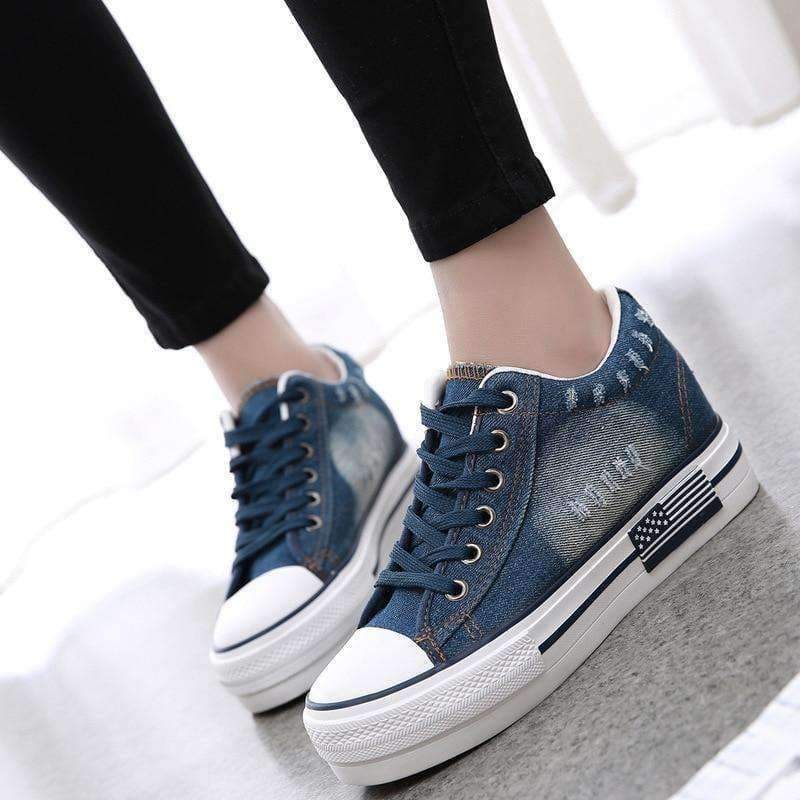 Planet Gates Autumn Flats Lace Up Canvas Women Vulcanized Shoes Platform Casual Girls School Shoe Fashion Sneakers Strip Ladies Footwear
