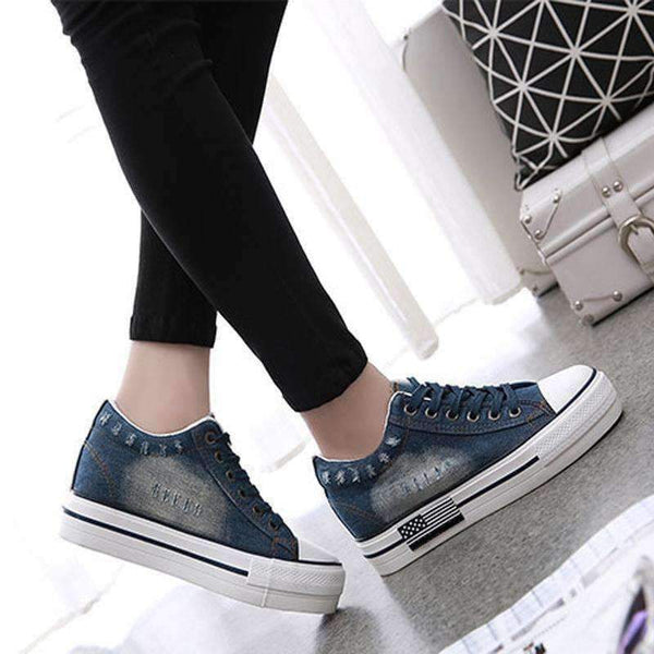 Planet Gates Autumn Flats Lace Up Canvas Women Vulcanized Shoes Platform Casual Girls School Shoe Fashion Sneakers Strip Ladies Footwear