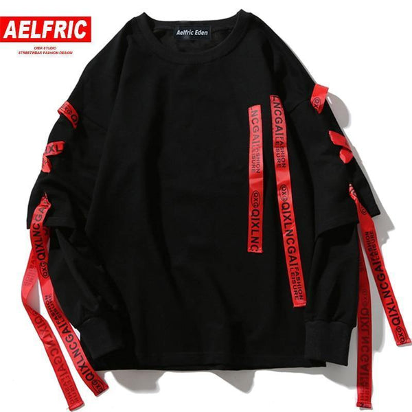 Planet Gates Autumn Hoodies Sweatshirts Men Hip Hop Punk Rock Long Sleeve Streetwear Ribbons  Fashion