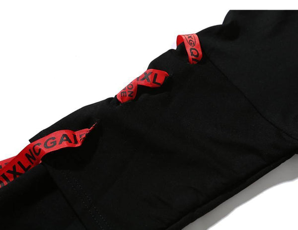 Planet Gates Autumn Hoodies Sweatshirts Men Hip Hop Punk Rock Long Sleeve Streetwear Ribbons  Fashion