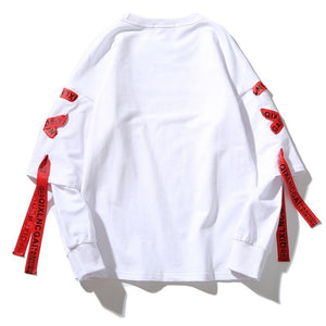 Planet Gates Autumn Hoodies Sweatshirts Men Hip Hop Punk Rock Long Sleeve Streetwear Ribbons  Fashion