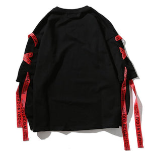 Planet Gates Autumn Hoodies Sweatshirts Men Hip Hop Punk Rock Long Sleeve Streetwear Ribbons  Fashion