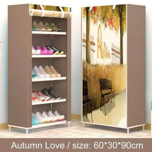 Planet Gates Autumn Love Shoe cabinet 6-layer 5-grid Non-woven fabrics large shoe rack organizer removable shoe storage for home furniture