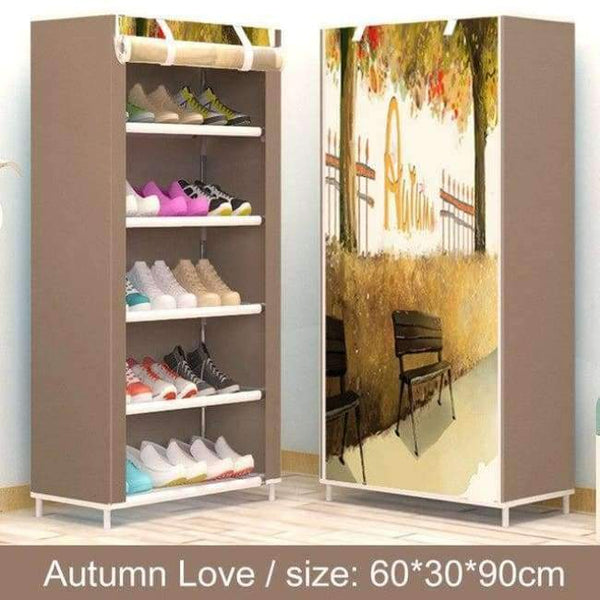 Planet Gates Autumn Love Shoe cabinet 6-layer 5-grid Non-woven fabrics large shoe rack organizer removable shoe storage for home furniture