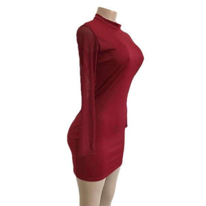 Planet Gates Autumn Net Yarn Long Sleeve Mini Bodycon Dress Dresses Autumn Winter Sexy Women Casual Party Club Black Dress Vestidos