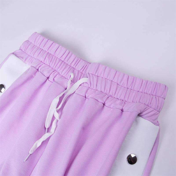 Planet Gates Autumn New Design 2 Piece Set Women Purple 4 Colors Button Hoodies Cut Off Pant Female Casual Sets Winter Fashion