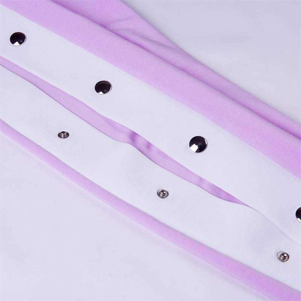 Planet Gates Autumn New Design 2 Piece Set Women Purple 4 Colors Button Hoodies Cut Off Pant Female Casual Sets Winter Fashion